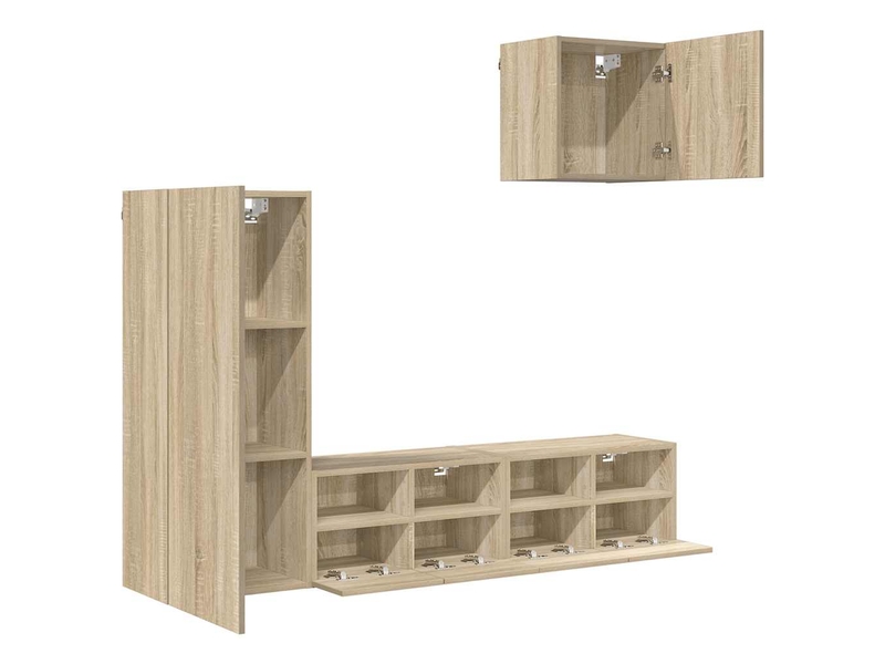 Unités murales tv 4 pcs chêne sonoma bois d'ingénierie shl97532  - Conforama D