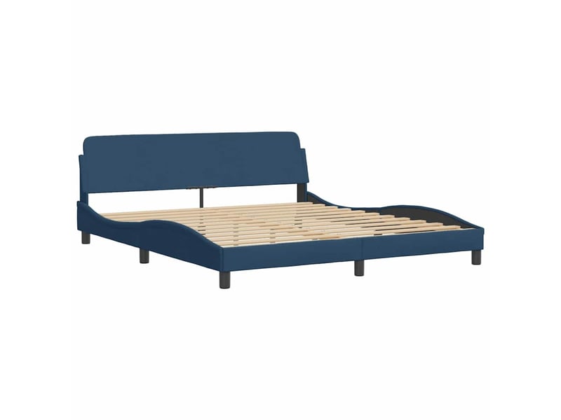  Lit double- lit adulte -  cadre de lit avec tête de lit dover bleu 180x200cm tissu  - Conforama B
