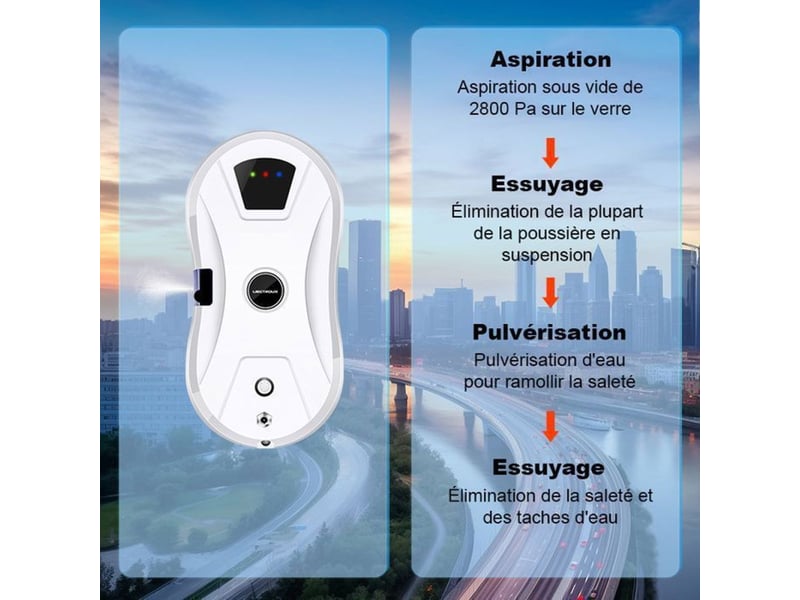  Robot laveur vitres autonome intelligent yw610 blanc 90w 30 ml  - Conforama E