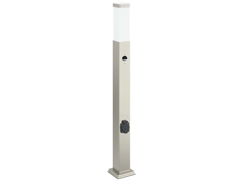 Lot de 3 borne lumineuse avec détecteur et prise 80 cm acier inoxydable ip44 shl97886 - Conforama D