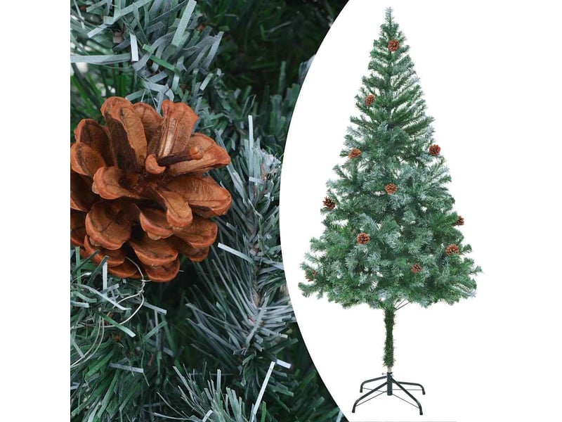  Sapin de noël, arbre de noël artificiel pré-éclairé et boules pommes de pin 180cm shl5483  - Conforama A