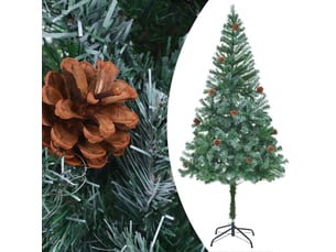 Sapin de noël, arbre de noël artificiel pré-éclairé et boules pommes de pin 180cm shl5483