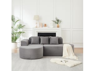 Canapé d'angle compressé réversible fixe <strong>MODFU</strong> <strong></strong> 4 places Velours côtelé gris