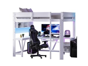 Lit mezzanine 90x200 cm <strong>SAPGAKS</strong> <strong></strong> coloris blanc