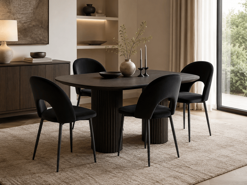  Lot de 4 chaises teddy métal noir velours - noir  - Conforama B