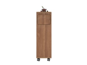 Meuble poubelle mobile 24,2 x 35,1 x 80,2 cm naturel mdf, 1 porte avec support pour sac et roulettes