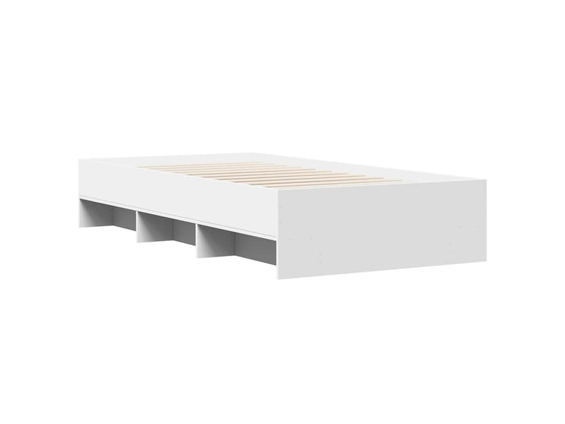  Lit simple- lit adulte -  cadre de lit sans matelas blanc 100x200 cm bois d'ingénierie  - Conforama C