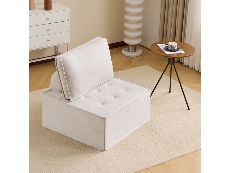  Fauteuil modulable beige avec rangement intégré canapé compact pour salon moderne  - Conforama R