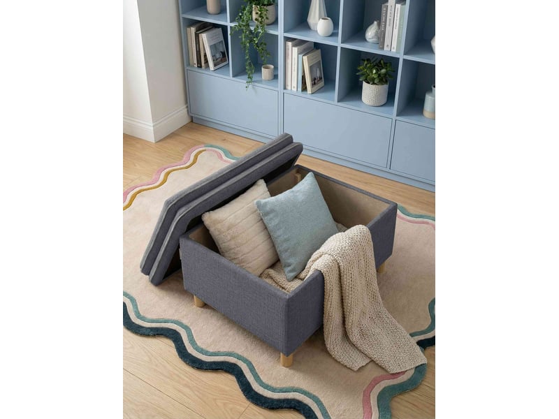  Sam, pouf coffre de rangement, 70x91 cm, gris Sam - Conforama D