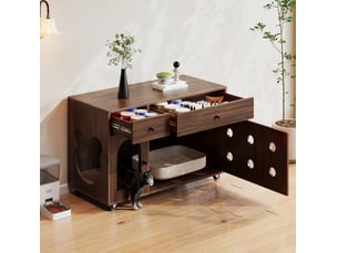 Buffet 2 porte(s) 2 tiroir(s) OKWISH - 100 cm coloris marron