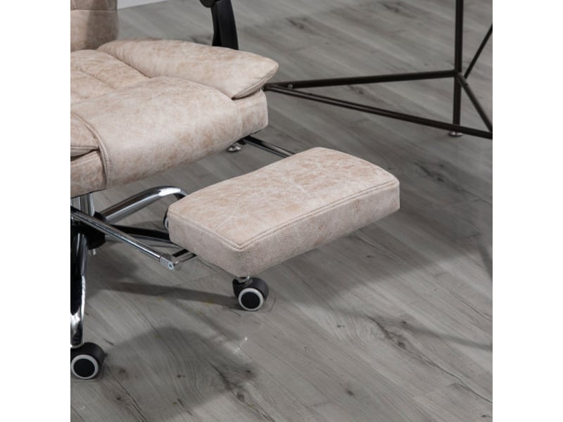 Chaise de bureau inclinable avec repose-pieds, microfibre, réglable en hauteur, 63x71x110-118 cm - Conforama E