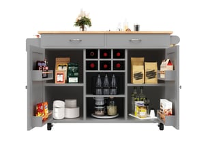 Desserte de cuisine 102 x 45 x 92 cm grise en mdf et métal, 2 tiroirs, rangement mobile à roulettes pratique
