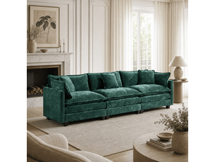Canapé nuage 3 places moderne en chenille respirante coussins double couche vert