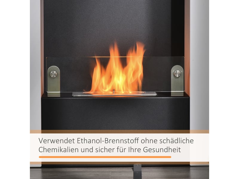  Cheminée au bioéthanol sur pied, flamme réelle, 60 x 20 x 79 cm, blanc et noir  - Conforama R
