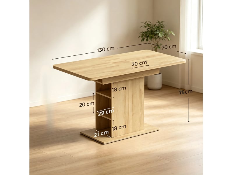  Table à manger extensible 110-130 cm pour 4 à 6 personnes, mdf effet bois naturel  - Conforama C