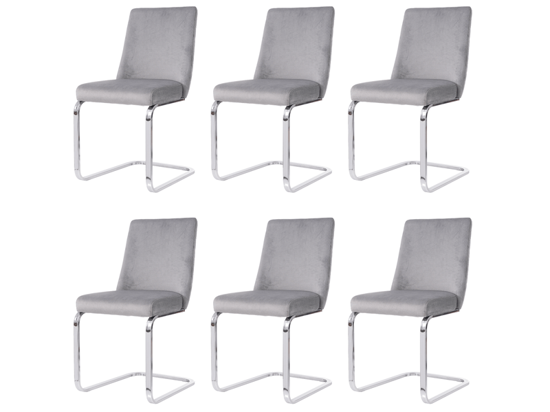  Lot de 6 chaise de salle à manger 42 x 45 x 88 cm – gris et argenté – dossier à motif losange confortable  - Conforama A