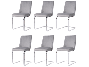 Lot de 6 chaise de salle à manger 42 x 45 x 88 cm – gris et argenté – dossier à motif losange confortable