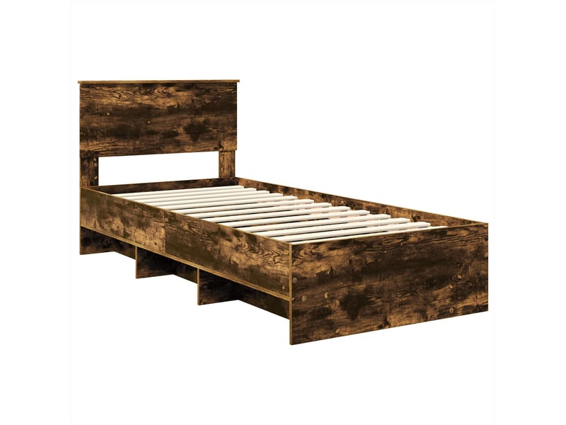 Lit simple- lit adulte - cadre de lit chêne fumé 80 x 200 cm bois d'ingénierie - Conforama C