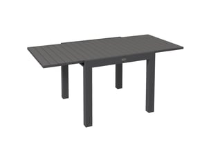 Table de jardin extensible en aluminium gris, 81 à 162 cm, 6 places, plateau à lattes pour vos repas extérieurs