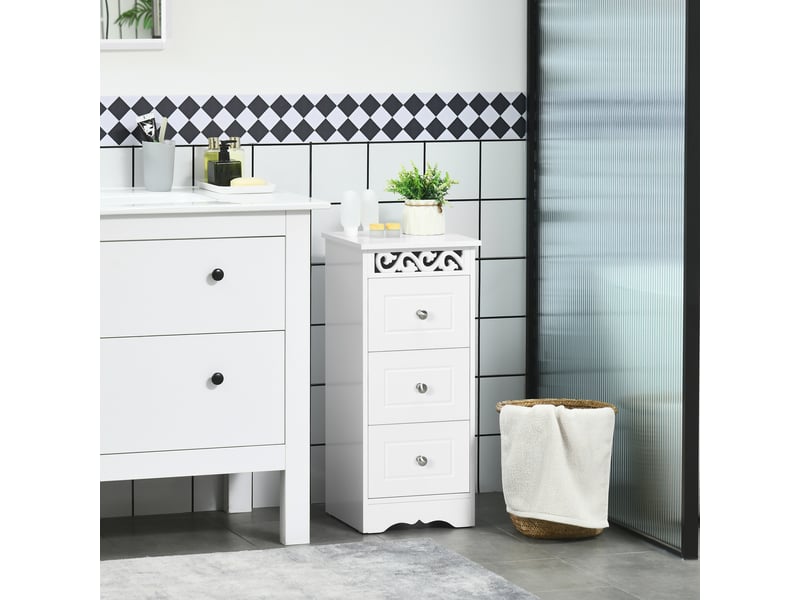  Meuble bas multifonction avec tiroirs, en mdf de classe e1, 29,8 x 29,8 x 68,5 cm, blanc  - Conforama C