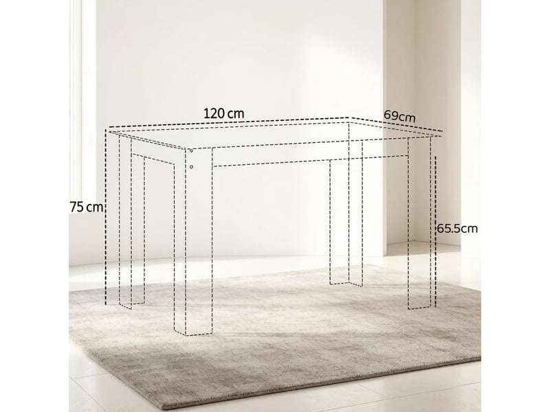  Table de salle à manger 4 à 6 places avec structure renforcée - lpospi - panneau mélaminé chêne 120 × 69 × 75 cm  - Conforama D