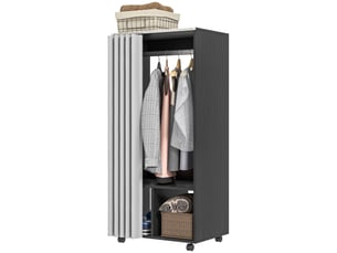 Armoire penderie armoire de rangement mobile avec rideau, panneaux de particules, tringle de suspension, noir