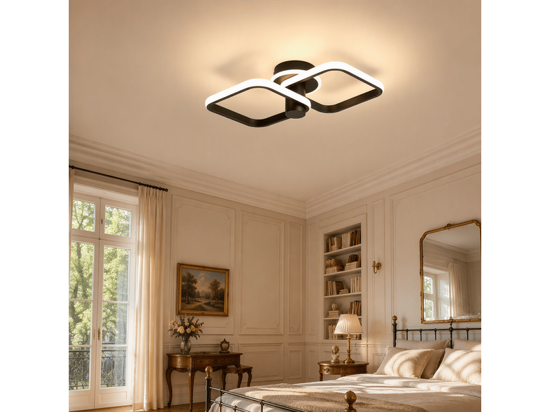  Plafonnier led double cadre orientable 350°, l46 x w27 x h12,5 cm, lampe de plafond 34 w 1895 lm, noir sable, 3000 k, salon, chambre, bureau  - Conforama B