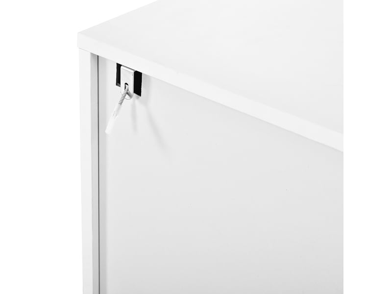  Meuble tv 180 x 40 x 49,5 cm blanc, mdf et panneaux de particules, 4 tiroirs avec passe-câbles arrière  - Conforama E