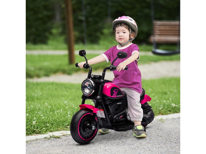  Moto électrique pour enfants 3 kmh 6v avec phare led 2 roues d'entraînement de 18 à 36 mois avec moteur puissant rose  - Conforama C