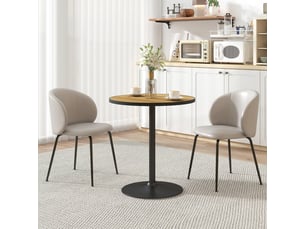 Table de salle à manger ronde pour 2 à 4 personnes avec base stable, en bois, pour cuisine et salon, ø70×76 cm, chêne