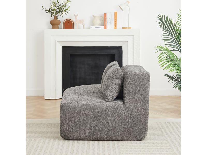  Canapé d’angle en l 3 places droit compressé, design arrondi anthracite, mousse douce, tissu, design moderne  - Conforama E