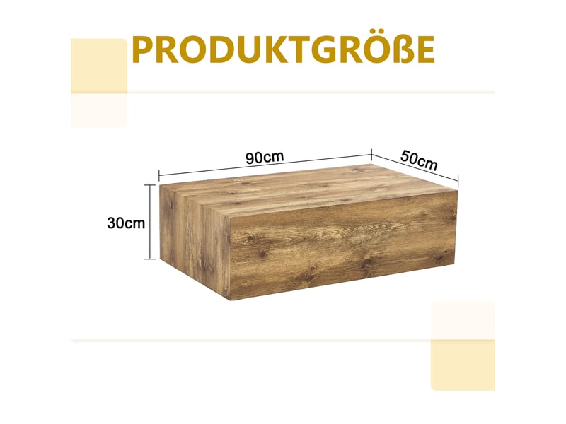  Table basse rectangulaire effet bois, mdf, 90 × 50 × 30 cm, sans montage, pieds antidérapants  - Conforama C