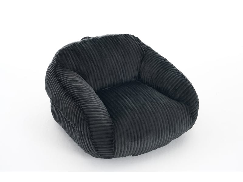  Pouf pour adulte 116 x 110 x 61 cm en velours côtelé gris foncé, avec dossier, rembourrage en mousse  - Conforama A