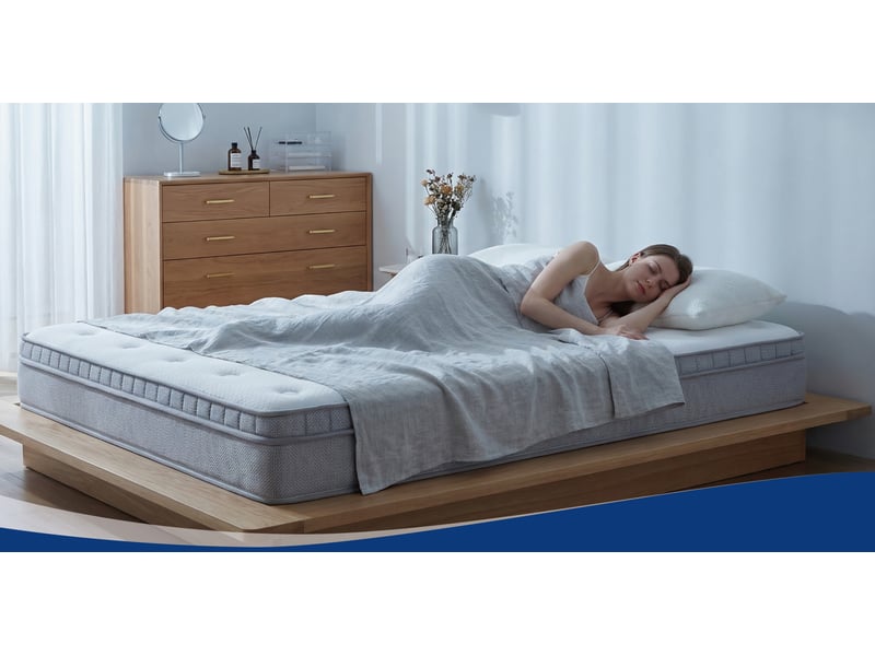  Matelas à ressorts ensachés tcqpz 140 x 200 cm h3 25 cm 7 zones mousse confort blanc ancien  - Conforama C