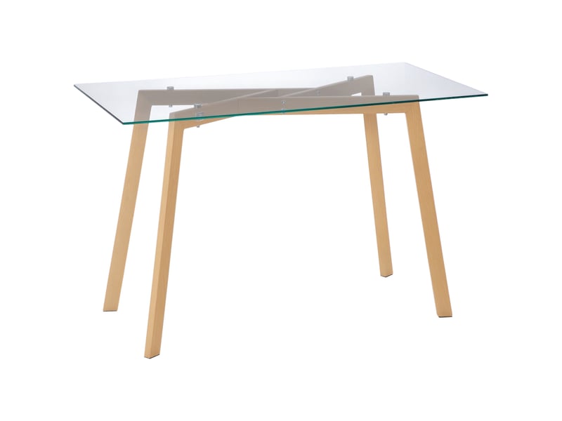  Table à manger rectangulaire pour 4 personnes max en acier avec plateau en verre trempé 120x60x76 cm  - Conforama A