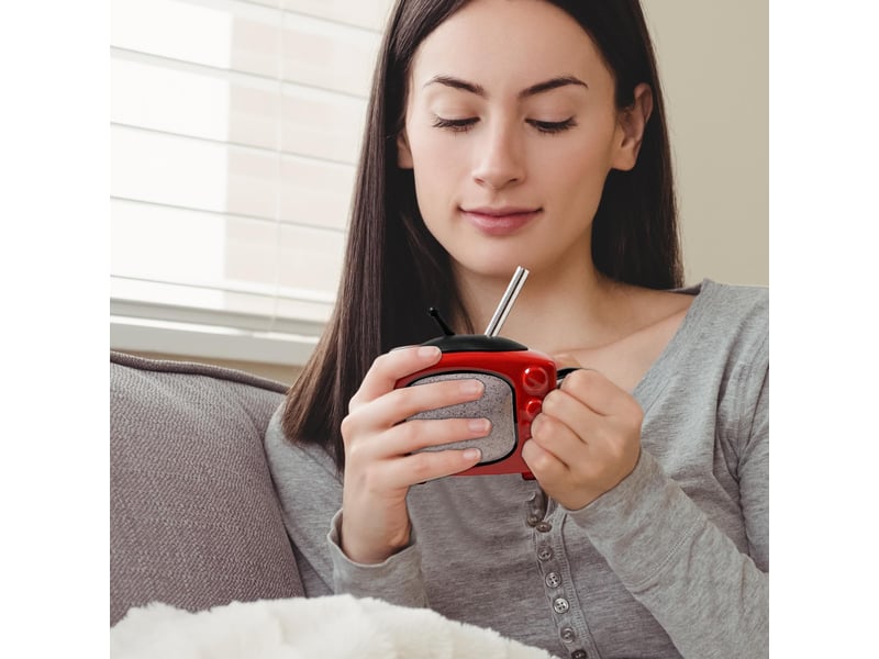  Mug en céramique avec couvercle et paille, télévision rétro, rouge, 450 ml  - Conforama C