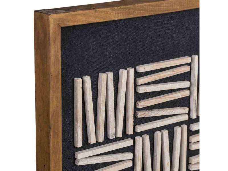 Tableau artisanal en bois recyclé relief noir et blanc 42x4x62 cm h - Conforama E