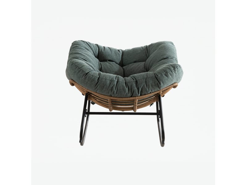  Fauteuil à bascule en chenille vert 98x102x77 cm  - Conforama D