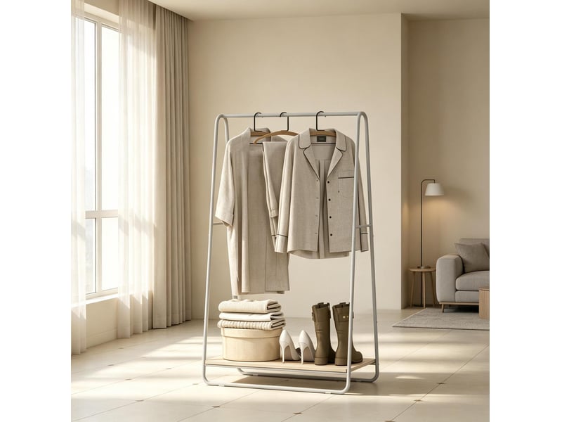  Portant à vêtements 3 en 1 avec tringles latérales et étagère à chaussures  - Conforama C
