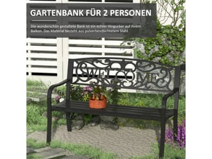Banc de jardin 2 places en métal, robuste, design élégant, pour jardin et terrasse