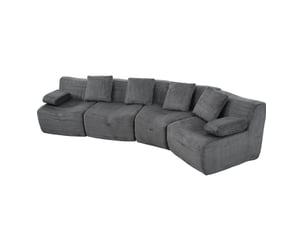 Canapé modulaire compressé 4 places à modules libres sans montage en velours côtelé gris foncé, 311 × 90 × 65 cm