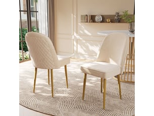 Chaise de salle à manger lot de 2, revêtement velours chaise rembourrée, structure métal doré, dossier ergonomique