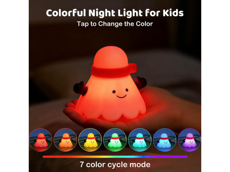  Veilleuse led mini raquette de badminton pour enfants, silicone souple sans bpa, 7 couleurs rgb, rechargeable usb et contrôle tactile  - Conforama C