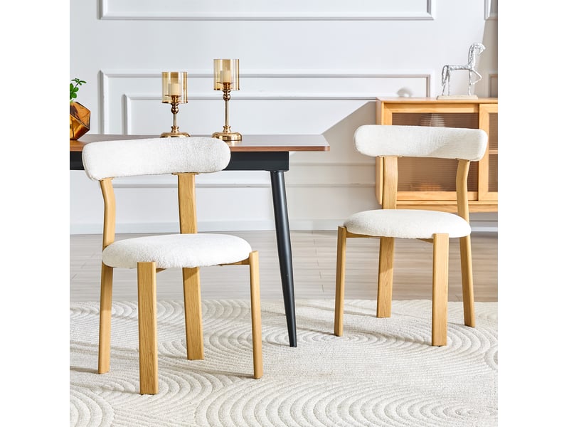 Lot de 2 chaises de salle à manger en chenille blanc 55,5 x 44 x 79 cm  - Conforama D