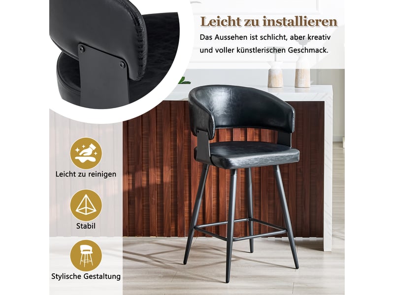  Lot de 2 chaises de salle à manger en similicuir noir avec accoudoirs W3658P421613 - Conforama D