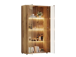 Vitrine coloris naturel 4 étagère(s) <strong>MEULVA</strong> <strong></strong> - 80 cmx150 cm