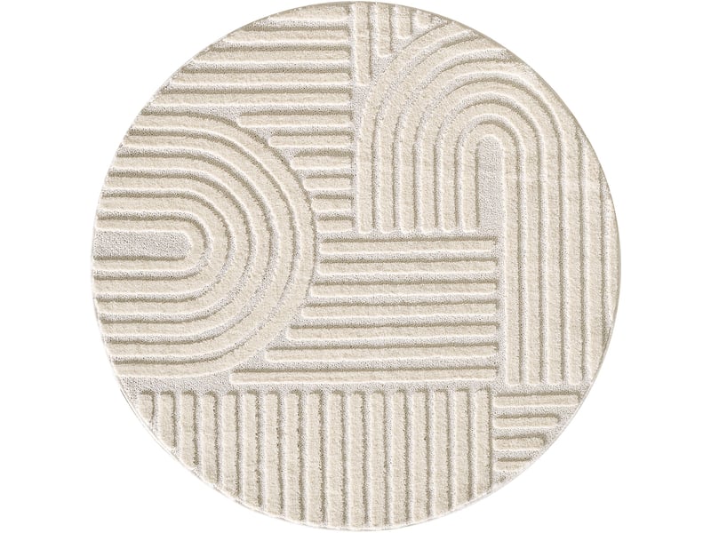 Tapis rond à relief lena crème 160x160cm ART1601601121CREAM - Conforama A