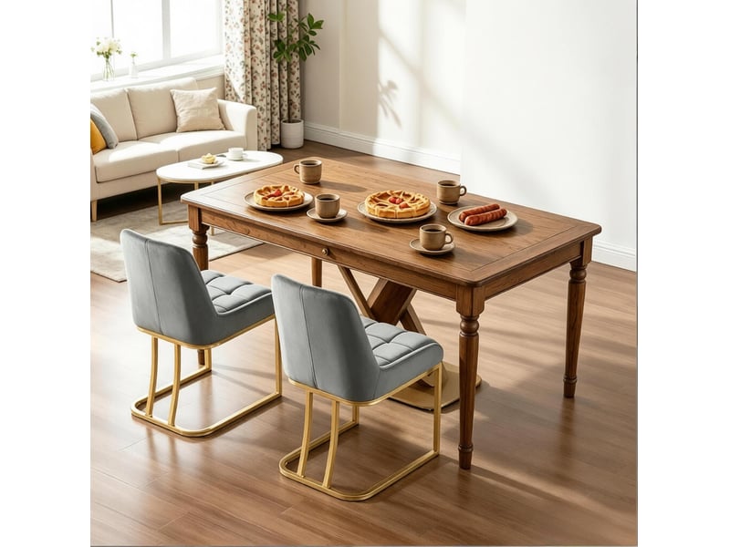 Chaise de salle à manger rembourrée lot de 2 en velours gris foncé evryae  - Conforama B