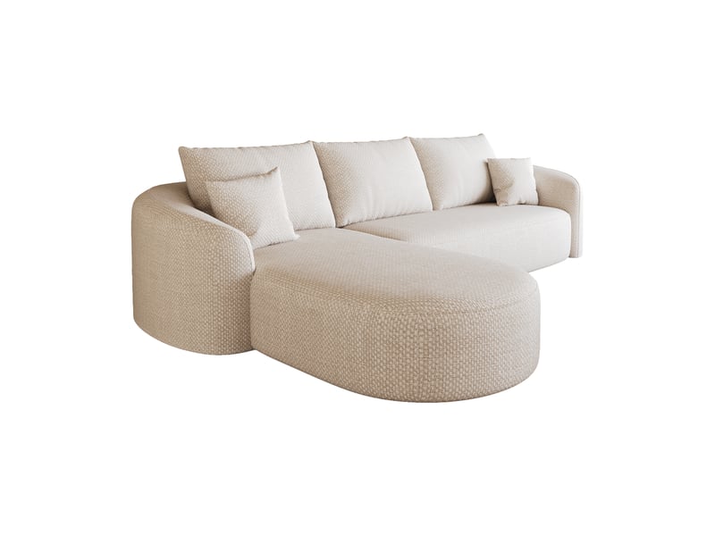  Canapé d’angle l modulable, design sans structure, chenille blanche, 266 cm, assise confortable, sans montage  - Conforama E