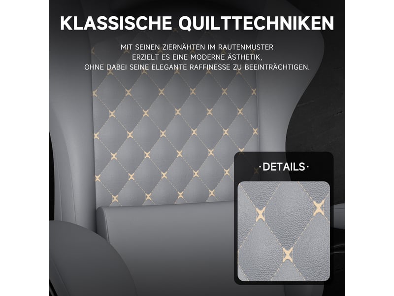 Fauteuil gaming ergonomique avec fonction massage, repose-pieds et dossier inclinable, gris, 58,5 x 63 x 120,5 cm Fay Lum - Conforama E